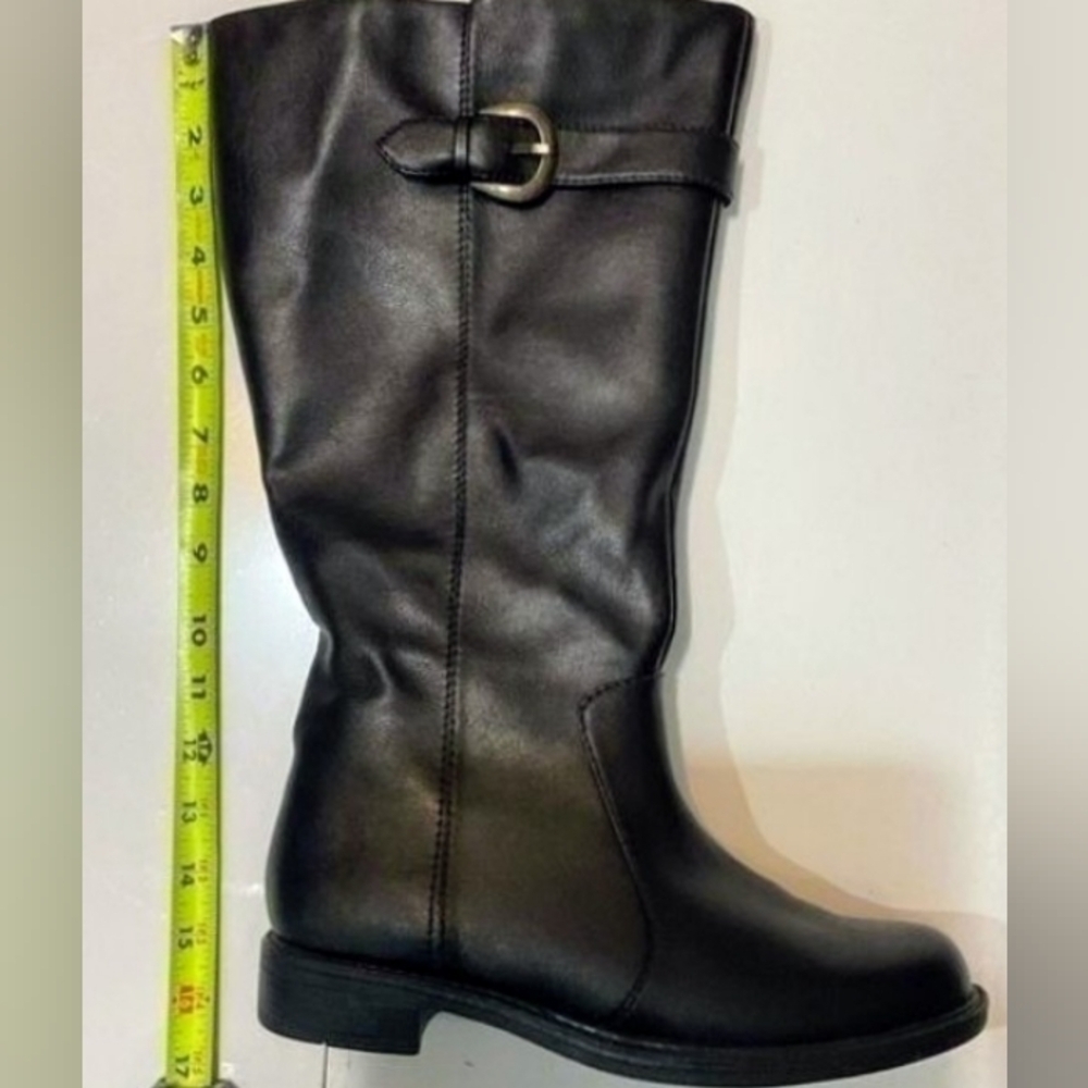 David Tate women’s stallion black polyurethane, tall boot buckle side zip healed - Picture 13 of 15